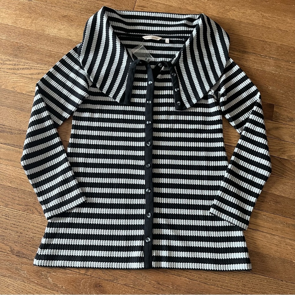 Soft Surroundings Long Sleeve Thermal Top Collar Button Down Size Small